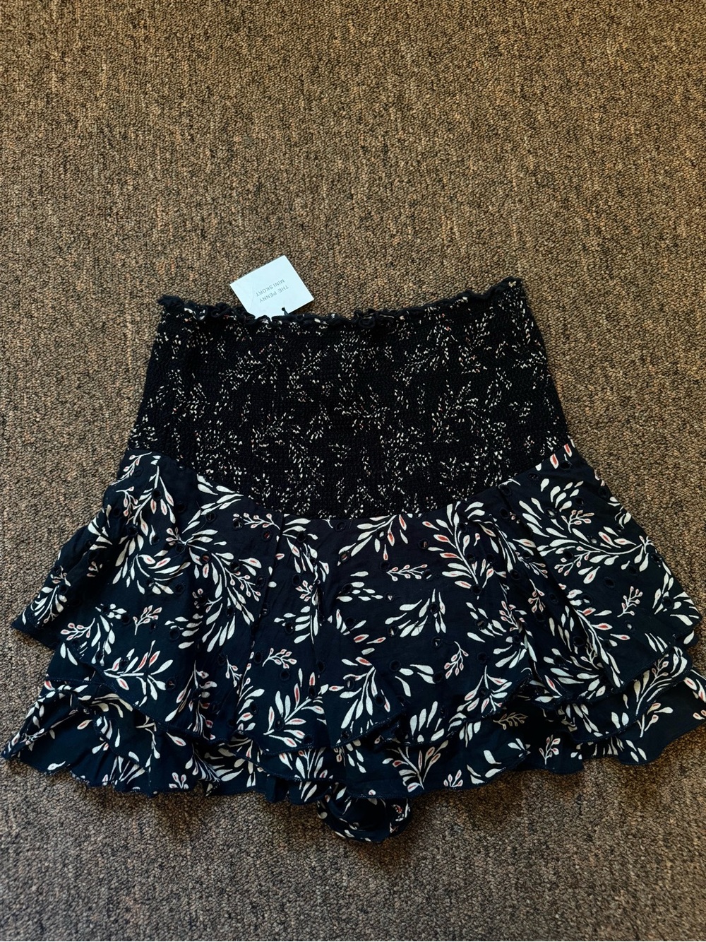 Zara Navy Floral Ruffle Mini Skort Small